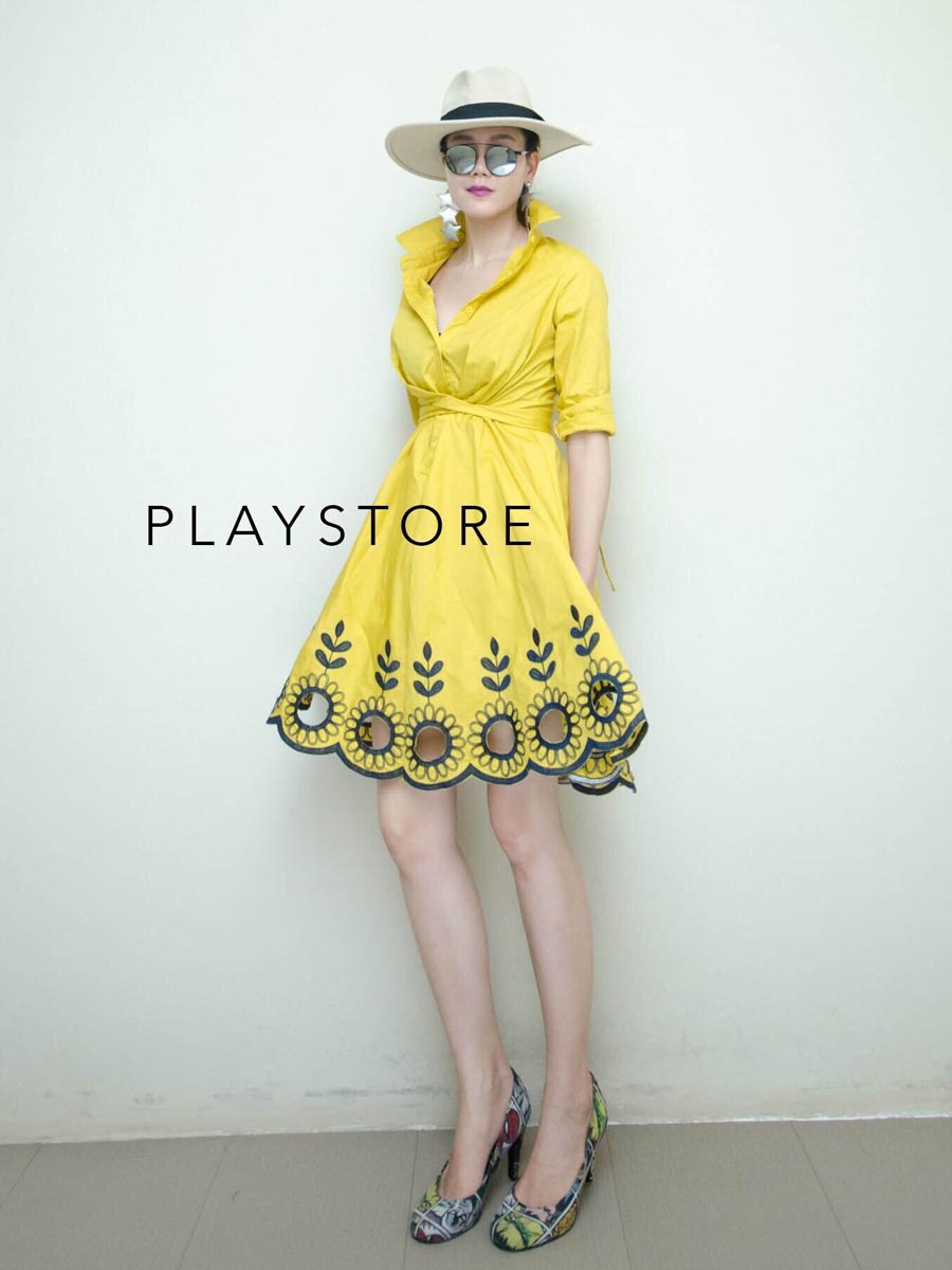 เสื้อผ้าผู้หญิง BeYoND-X-CRoSS-WaiST-DRESS-SHiRT-9